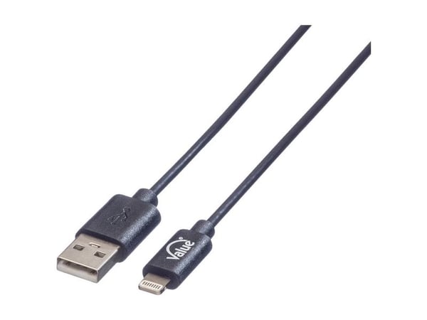 Value Lightning - USB 1.8 m, 1,8 m, Lightning, USB A, Svart, Rak, Rak