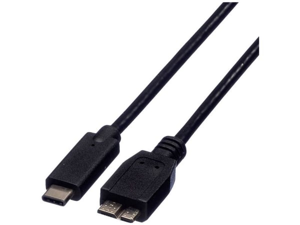 ROLINE 11.02.9006, 1 m, USB C, Micro-USB B, USB 3.2 Gen 1 (3.1 Gen 1), 5 Gbit/s, Sort