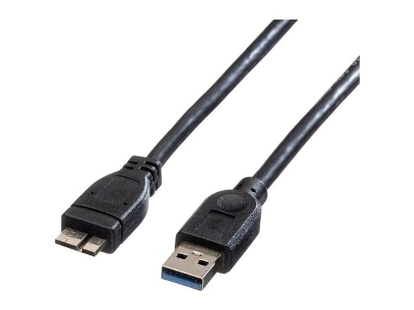 ROLINE 11.02.8874, 2 m, USB A, Micro-USB A, USB 3.2 Gen 1 (3.1 Gen 1), Hankjønn/hankjønn, Sort
