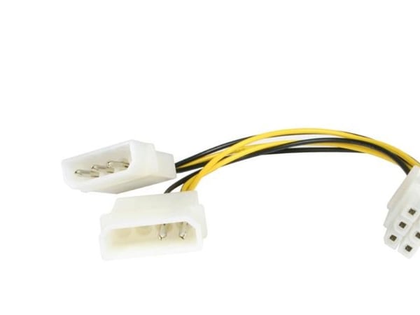 StarTech.com 6in LP4 to 6 Pin PCI Express Video Card Power Cable Adapter - Virtasovitin - 4-pinninen sisäinen virta (M) 6-pinniseen PCIe-virtaan (M...