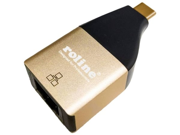 ROLINE 12.02.1111, USB Type C, RJ-45, Svart, Gull