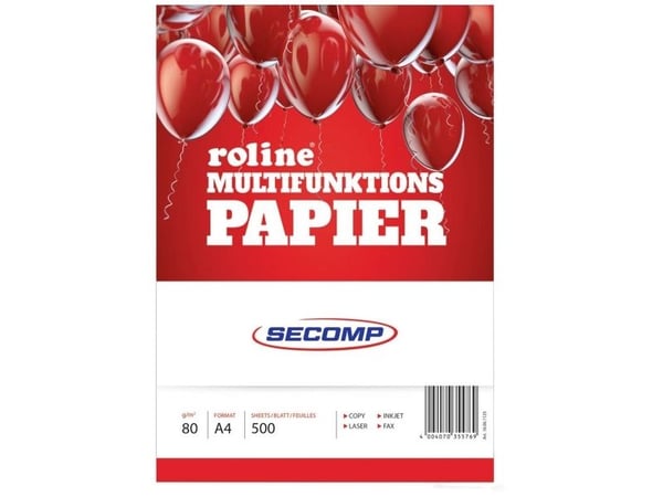 ROLINE 16061125, Universal, A4 (210x297 mm), 500 ark, 80 g/m², Hvit, 2,36 kg