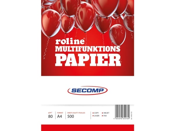 ROLINE 16061125, Universal, A4 (210x297 mm), 500 ark, 80 g/m², Hvit, 2,36 kg