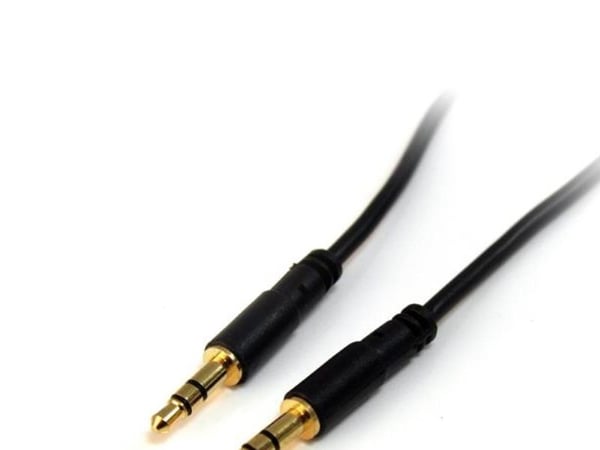 Startech 1 ft. (0.3 m) 3.5mm Audio Cable - 3.5mm Slim Audio Cable - Gold Plated Connectors - Male/Male - Aux Cable (MU1MMS) - Lydkabel - mini-phone...