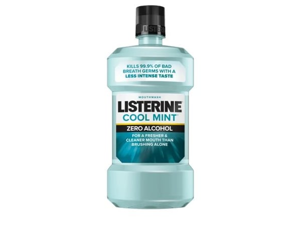 LISTERINE Cool Mint Zero Alcohol, 500 ml, Mint, Flaske, Water Sorbitol Propylene Glycol Poloxamer 407 Sodium Lauryl Sulfate Eucalyptol Benzoic Acid...