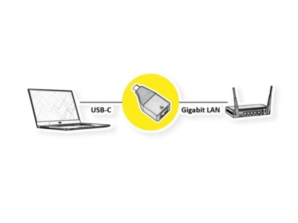 ROLINE 12.02.1110, USB Type C, RJ-45, Sølv