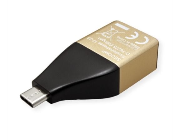 ROLINE 12.02.1111, USB Type C, RJ-45, Svart, Gull