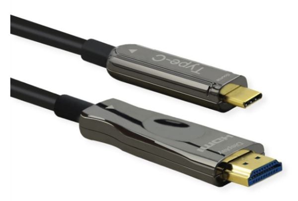 ROLINE 14.01.3474, 30 m, HDMI-tyyppi A (vakio), USB Type-C, Uros, Uros, Suora