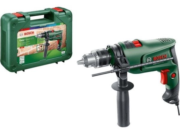 Bosch EasyImpact 570 slagboremaskin i koffert, nøkkelholder