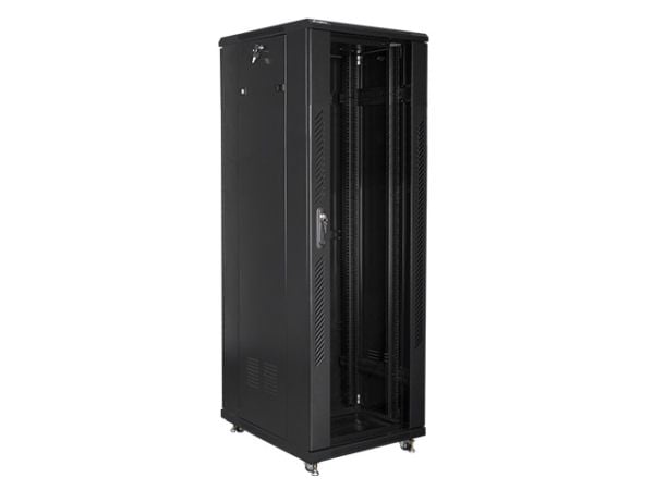 Lanberg FF01 series - Rack skap - med 4 kjølevifter - fritt stående, står på gulv - svart, RAL 9004 - 37U - 19"