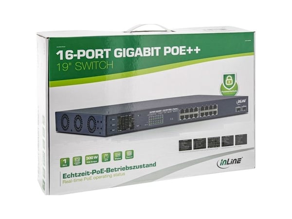InLine 32316P, Gigabit Ethernet (10/100/1000), Strøm over Ethernet (PoE), Rack-montering, 1U