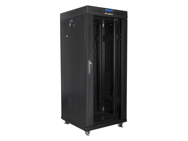 Lanberg - Rack skap - med 2 kjølevifter, display - svart, RAL 9004 - 27U - 19"