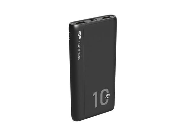 Silicon Power QP15 - Strømbank - 10000 mAh - 18 watt - 3 A - PD, QC 3.0 - 3 utgangskontakter (2 x USB, USB-C) - svart