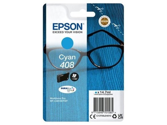 Epson Singlepack Cyan 408 DURABrite Ultra Ink, Perusvärintuotto, Väriainepohjainen muste, 14,7 ml, 1100 sivua, 1 kpl, Kertapakkaus