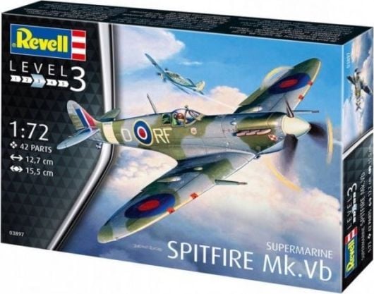 Revell Spitfire Mk.Vb, Flymodell med fastvinge, Monteringssett, 1:72, Spitfire Mk.Vb, Hankjønn, Second World War