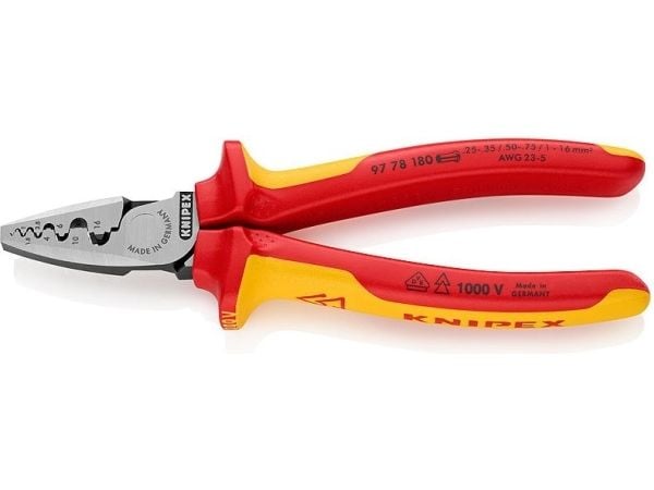 KNIPEX presstång för kabelskor, 180 mm