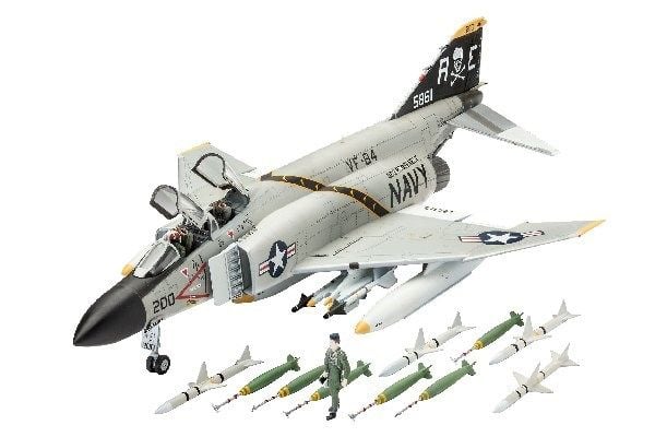 Revell modellbyggsats Flygplan 1:72 - F-4J Phantom II i skala 1:72, nivå 3, trogen reproduktion med många detaljer, 03941, 120 År