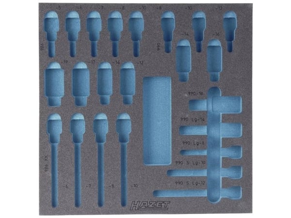 HAZET 163-119L, Verktøyholdende paneler, Blå, Grå, Skum, Tyskland, 342 mm, 344 mm