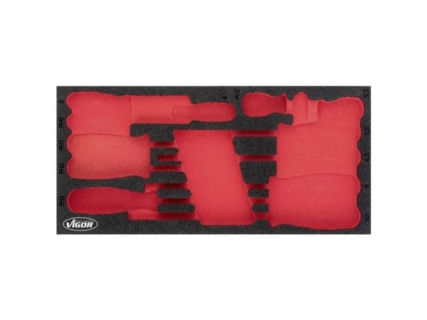 Vigor V4989-L, Skillesett, Svart, Rød, Skum, Vigor V4989, 188 mm, 393 mm