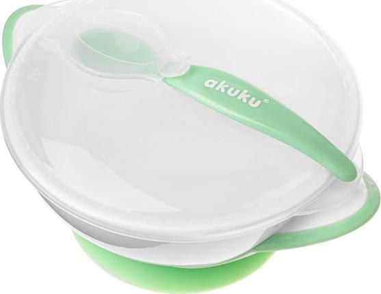 Akuku AKUKU skål med sugekopp, skje og lokk