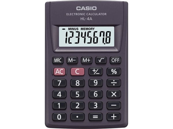 Casio HL-4A, Lomme, Grunnleggende, 8 sifre