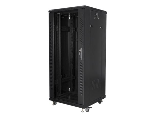 Lanberg FF01 series - Rack skap - 600 x 600, flat pack - fritt stående - svart, RAL 9004 - 27U - 19"