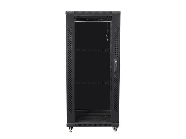 Lanberg FF01 series - Rack skap - 600 x 600, flat pack - fritt stående - svart, RAL 9004 - 27U - 19"