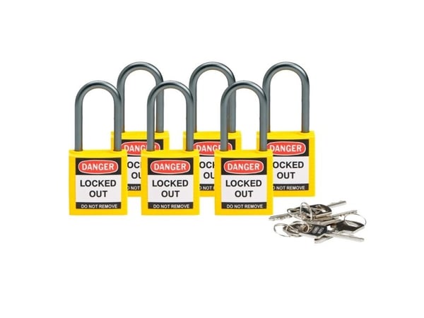 Brady 814127, Tradisjonell, Kominasjon og nøkkellås, Bruk flere nøkler, Gult, Aluminium, U-formet