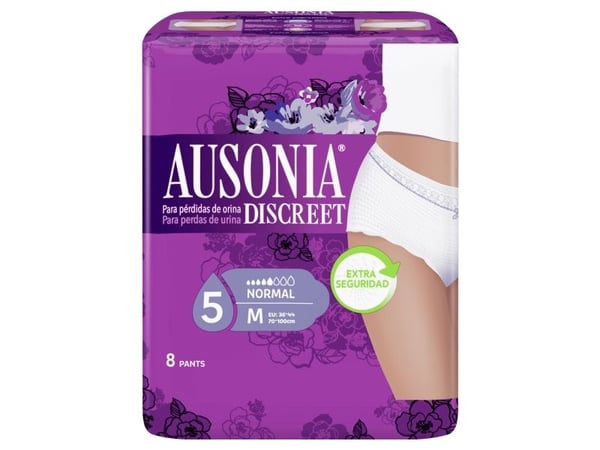 Ausonia DISCREET Normal M, Kvinna, M, Vit, Kardborreband, 70 - 100 cm, 8 styck