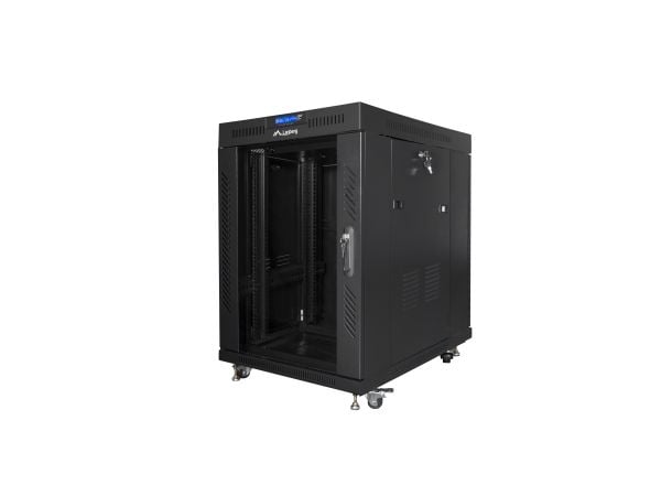 Lanberg - Rack skap - med 4 kjølevifter, display - svart, RAL 9004 - 15U - 19"