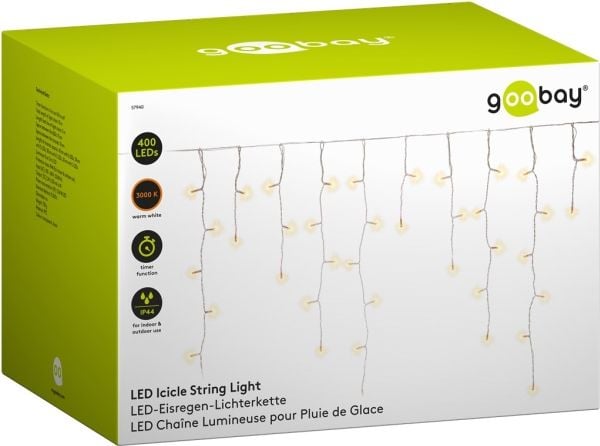 Goobay 57940, Kjede, Sort, Gjennomsiktig, Polyvinylklorid (PVC), IP44, 6 timer, 18 timer