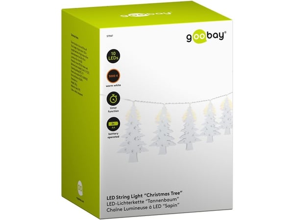 Goobay 57947, Kjede, Gjennomsiktig, Hvit, Metall, Polyvinylklorid (PVC), IP20, 6 timer, 18 timer