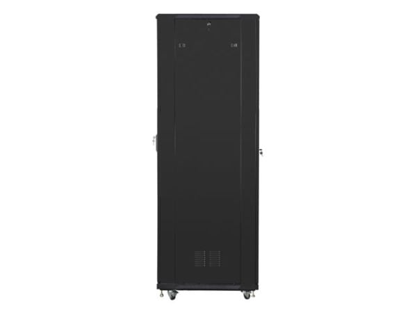 Lanberg FF01 series - Rack skap - 800 x 800, flat pack - med 4 kjølevifter - fritt stående, står på gulv - svart, RAL 9004 - 37U - 19"