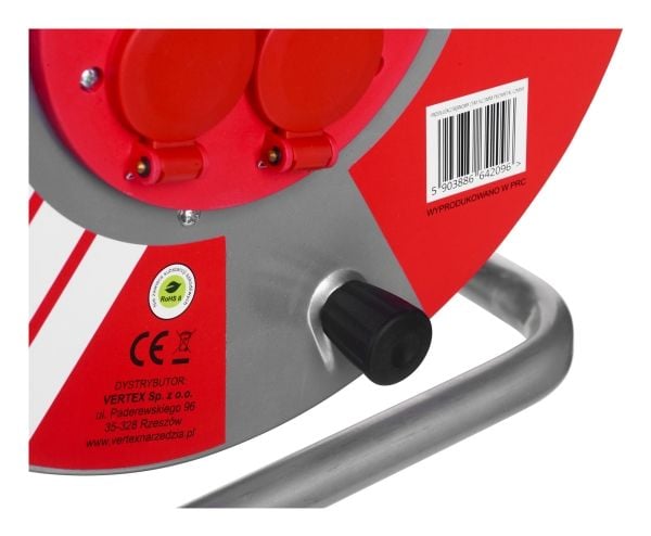 Vertex elektrisk sladdvinda/förlängare 25 m 3x2,5 mm PB25METAL svart