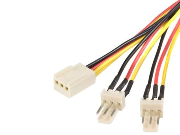 StarTech TX3 Fan Power Splitter Cable - Fan power splitter - 3 pin internal power (F) to 3 pin internal power (M) - 1 ft - TX3SPLIT12 - Viftestrøms...