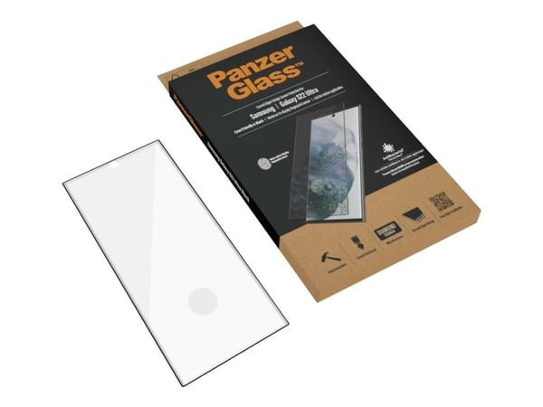 PanzerGlass™ | Case-Friendly - Skærmbeskytter for mobiltelefon - Edge-to-Edge passform - rammefarve sort | Samsung Galaxy S22 Ultra