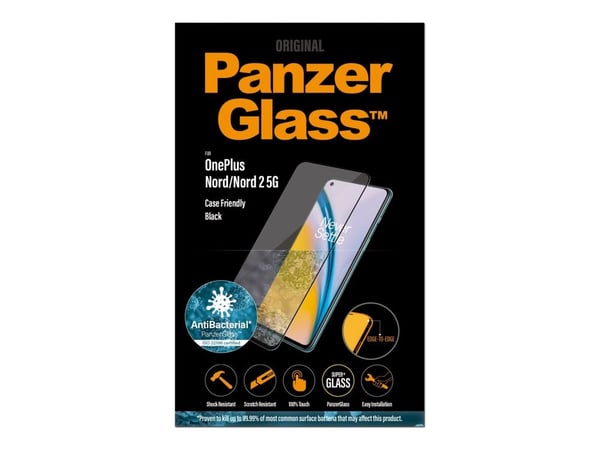 PanzerGlass™ | Case-Friendly - Skærmbeskytter for mobiltelefon - Edge-to-Edge passform - rammefarve sort | OnePlus Nord