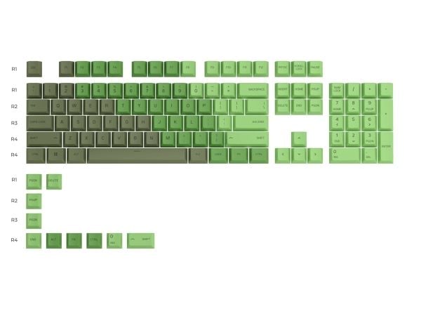 Glorious PC Gaming Race GPBT, Näppäimen hattu, Polybutyleenitereftalaatti (PBT), Vihreä