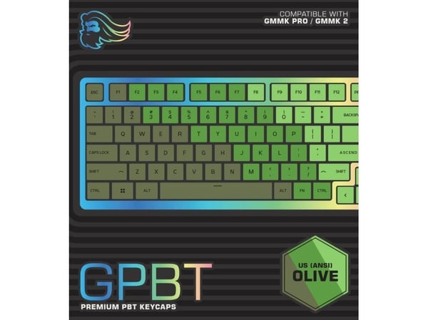 Glorious PC Gaming Race GPBT, Näppäimen hattu, Polybutyleenitereftalaatti (PBT), Vihreä