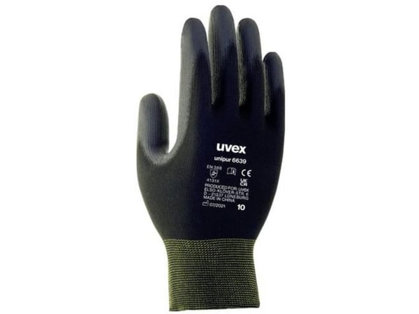 Uvex 60248, Fabrikkhansker, Sort, Voksen, Unisex, 1 stykker, EN 388:2016 (4 1 3 1 X)