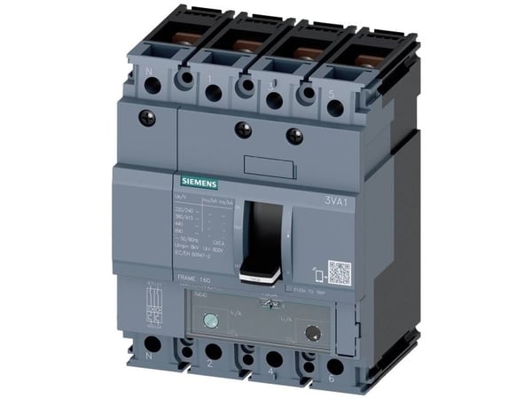 Siemens 3VA1163-6GF42-0AA0 Strömbrytare 1 st Inställningsområde (ström): 44 - 63 A Kopplingsspänning (max.): 690 V/AC (B x H x D) 101,6 x 130 x 70 mm