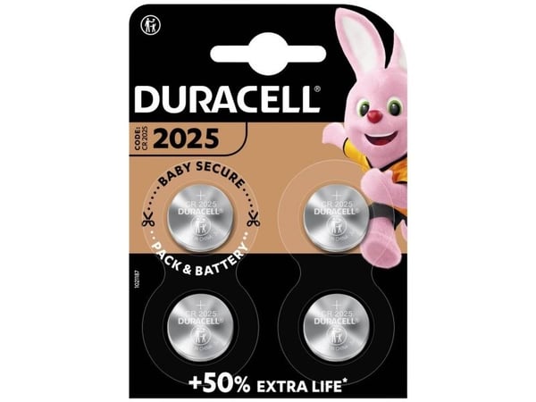 Duracell 5000394119345, Engangsbatteri, CR2025, Lithium, 3 V, 4 stykker, 165 mAh