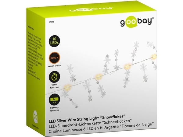 Goobay 57948, Kjede, Sølv, Gjennomsiktig, Hvit, Metall, Polyvinylklorid (PVC), IP20, 6 timer, 18 timer