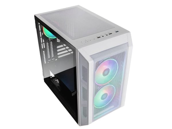 Kolink Citadel Mesh RGB - microATX - sidepanel med vindu (herdet glass) - ingen strømforsyning (ATX) - hvit - USB/lyd
