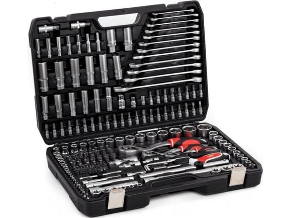 AWTOOLS pipehylsesett 216 deler 1/2"/3/8"/1/4" BLACK LINE