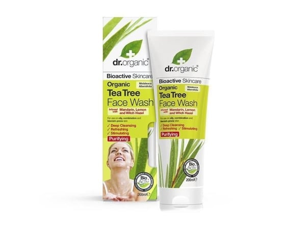Dr Organic Tea Tree Face Wash Natural Vegan Cruelty Free Paraben SLS Free 200ml