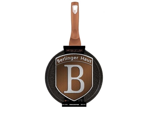 Berlinger Haus BH/6180, Rund, Crêpepanne, Sort, Aluminium, Gass, Halogen, Induksjon, 28 cm