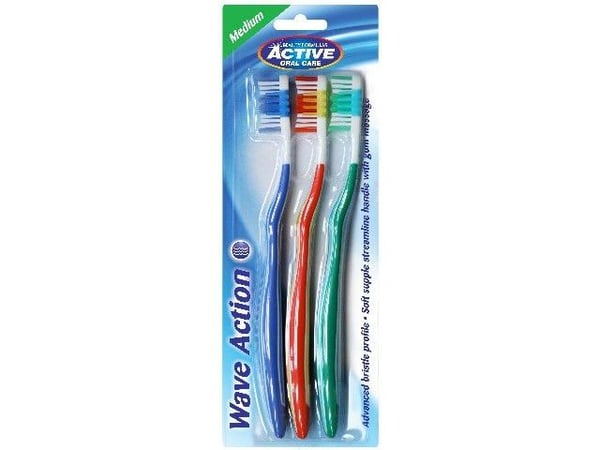 Active Oral Care Wave Action tannbørste medium 3 stk