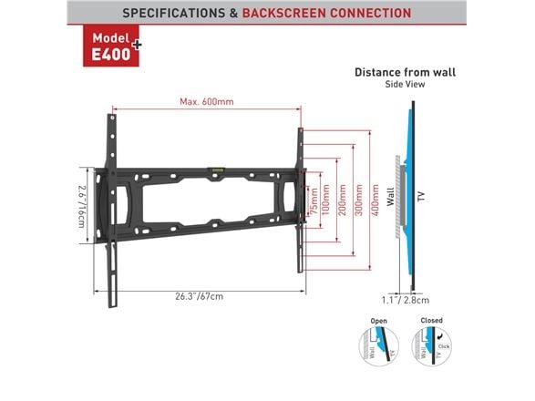 Barkan Mounting Systems E400+ TV-veggfeste 32"–90" 60 kg svart