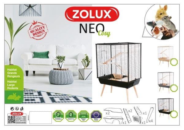 Zolux Neo Cosy stor gnagarbur i svart - H80
